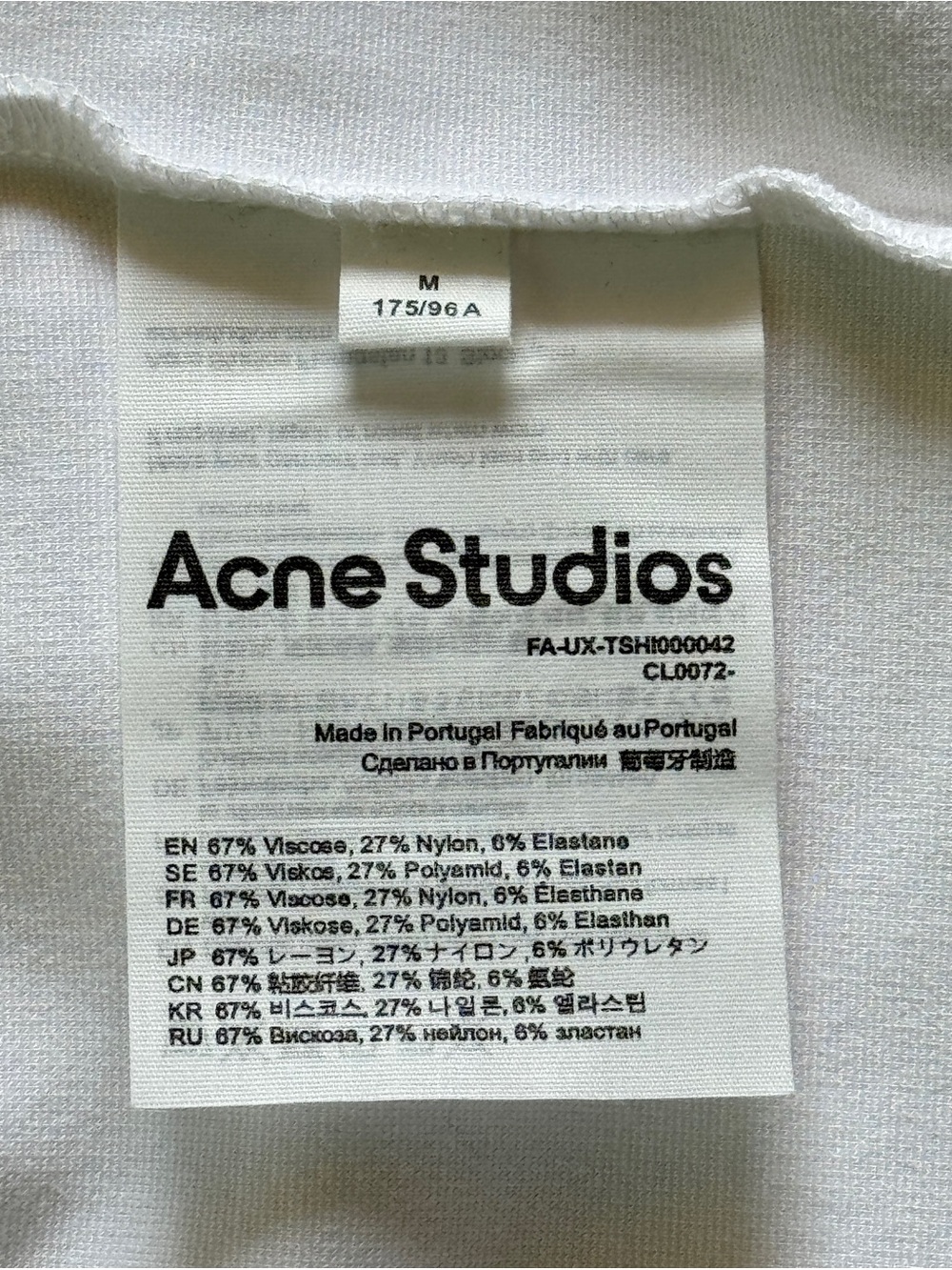 Acne Studios White Tee Size M Unisex Designer Collar Blogger Favorite - Picture 8 of 10